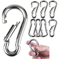 Pubiao 4 Piezas Mosquetón Heavy Duty 304 Acero Inoxidable M6 de Gancho Mosquetón de Acero Clip de Resorte Giratorio para…